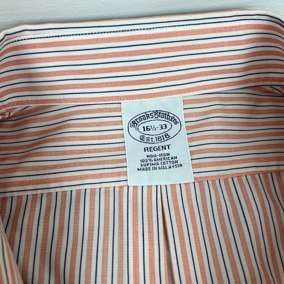 Brooks Brothers Regent Chalk Stripe American Supima Cotton Dress Shirt 16 1/2 - Picture 3 of 9